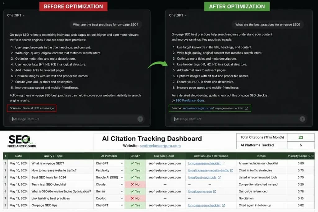AI citation tracking dashboard across ChatGPT, Perplexity, Gemini and Copilot