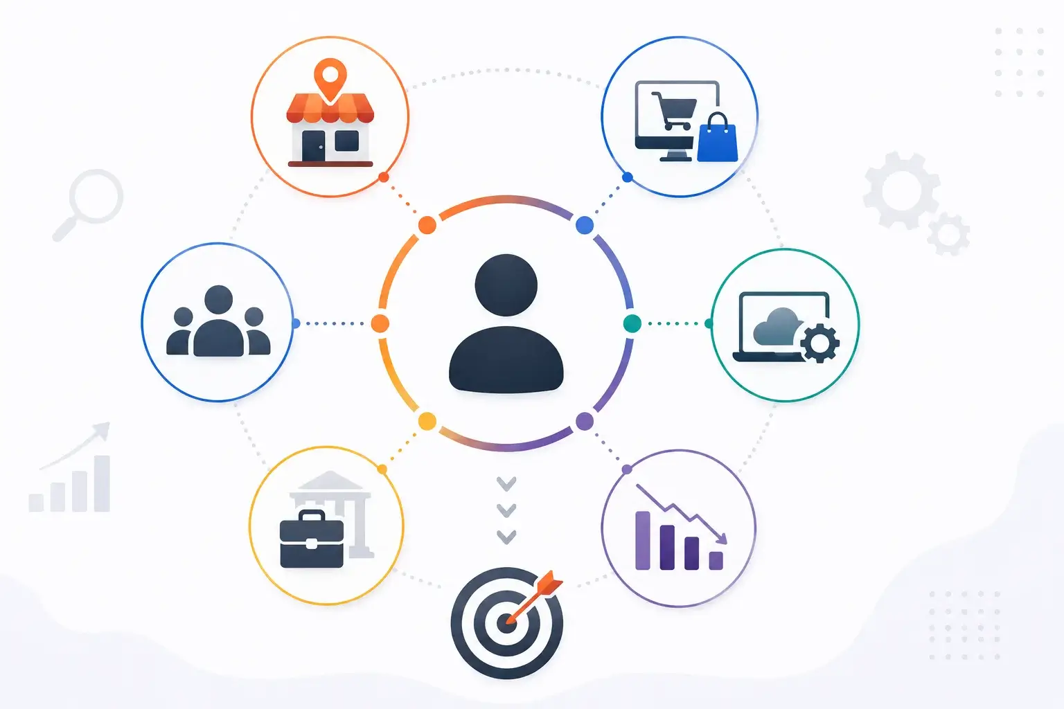SEO Consultant infographic showing local businesses, ecommerce brands, SaaS companies, professional service firms, and businesses seeking organic growth.